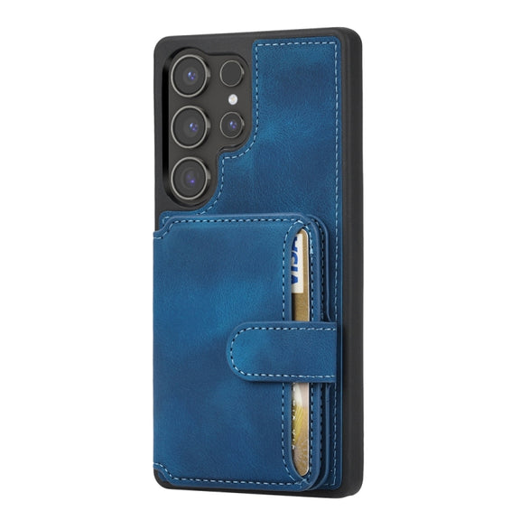 For Samsung Galaxy S25 Ultra 5G Skin Feel Dream RFID Anti-theft PU Card Bag Phone Case(Peacock Blue)