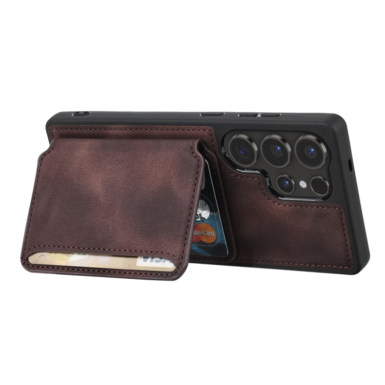 For Samsung Galaxy S25 Ultra 5G Skin Feel Dream RFID Anti-theft PU Card Bag Phone Case(Coffee)