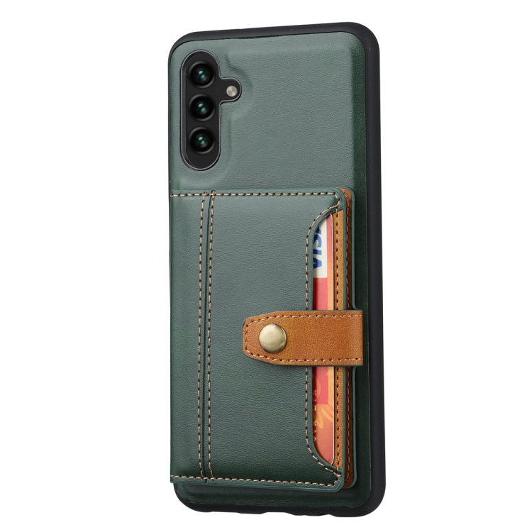 For Samsung Galaxy S25+ 5G Calfskin Card Slot TPU Hybrid PU Phone Case(Green)