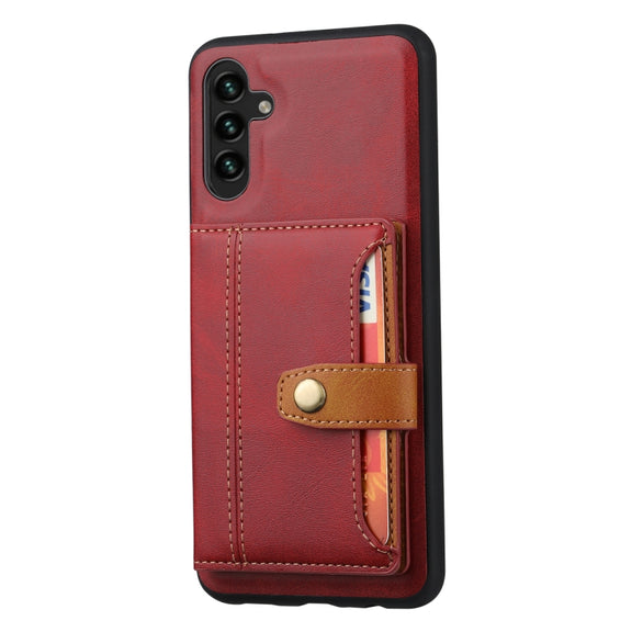 For Samsung Galaxy S25 5G Calfskin Card Slot TPU Hybrid PU Phone Case(Red)