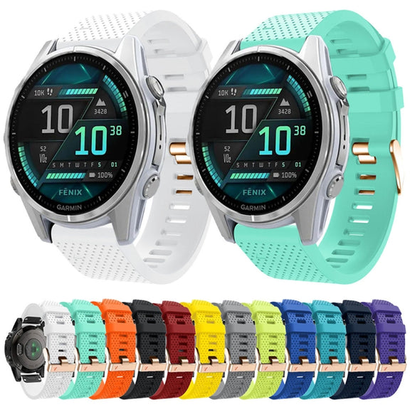 For Garmin 20mm Spotted Rose Gold Buckle Silicone Quick Release Watch Band(White)