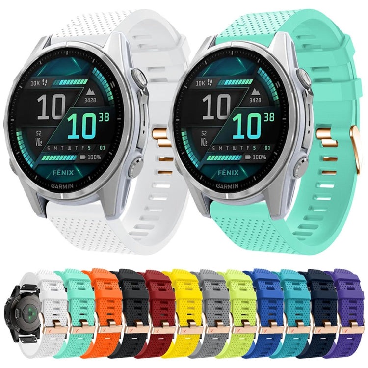 For Garmin 20mm Spotted Rose Gold Buckle Silicone Quick Release Watch Band(White)