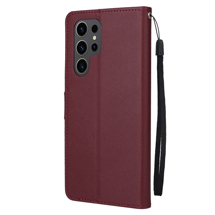 For Samsung Galaxy S25 Ultra 5G 3-Card Slots Multifunctional Leather Phone Case(Wine Red)