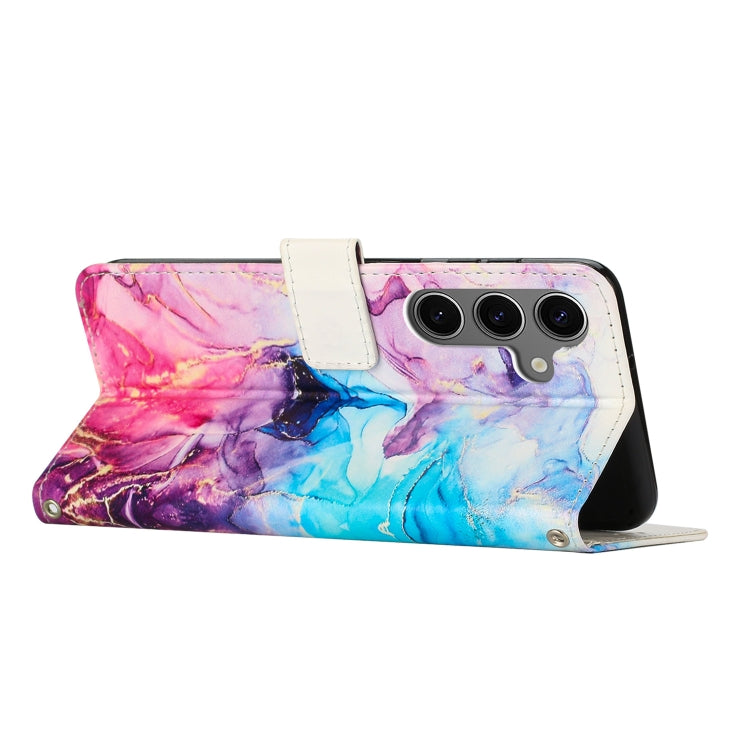For Samsung Galaxy S25 5G Painted Marble Pattern Leather Phone Case(Pink Purple) - Galaxy S25 5G Cases by PMC Jewellery | Online Shopping South Africa | PMC Jewellery | Buy Now Pay Later Mobicred