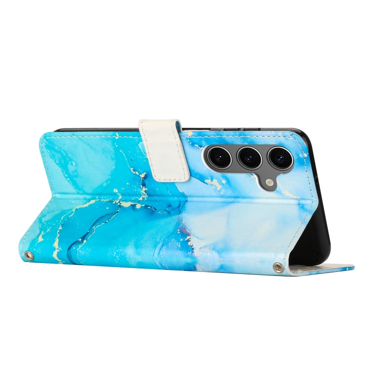 For Samsung Galaxy S25+ 5G Painted Marble Pattern Leather Phone Case(Blue Green) - Galaxy S25+ 5G Cases by PMC Jewellery | Online Shopping South Africa | PMC Jewellery | Buy Now Pay Later Mobicred