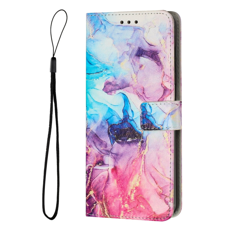 For Samsung Galaxy S25+ 5G Painted Marble Pattern Leather Phone Case(Pink Purple) - Galaxy S25+ 5G Cases by PMC Jewellery | Online Shopping South Africa | PMC Jewellery | Buy Now Pay Later Mobicred