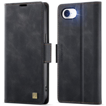 For iPhone 16e AutSpace A11 Side Buckle MagSafe Magnetic RFID Phone Leather Case(Black) - free shipping - PMC Jewellery - Order now!