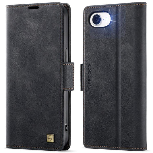 For iPhone 16e AutSpace A11 Side Buckle MagSafe Magnetic RFID Phone Leather Case(Black) - free shipping - PMC Jewellery - Order now!