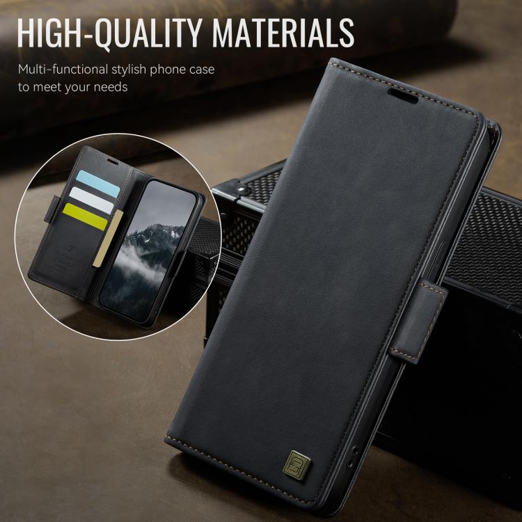 For iPhone 16e AutSpace A11 Side Buckle MagSafe Magnetic RFID Phone Leather Case(Black) - free shipping - PMC Jewellery - Order now!
