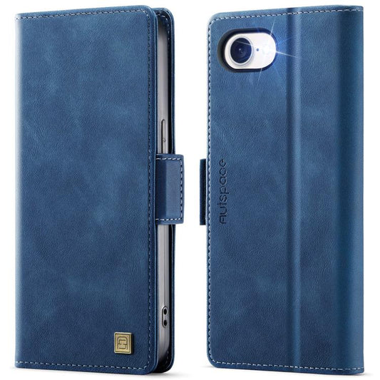 For iPhone 16e AutSpace A11 Side Buckle MagSafe Magnetic RFID Phone Leather Case(Blue) - free shipping - PMC Jewellery - Order now!