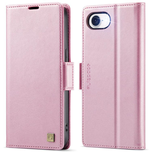 For iPhone 16e AutSpace A11 Side Buckle MagSafe Magnetic RFID Phone Leather Case(Rose Gold) - free shipping - PMC Jewellery - Order now!