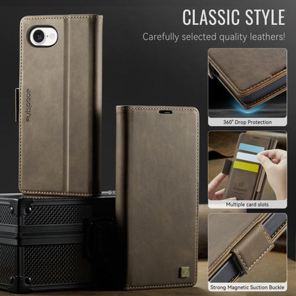 For iPhone 16e AutSpace A11 Side Buckle MagSafe Magnetic RFID Phone Leather Case(Coffee) - free shipping - PMC Jewellery - Order now!