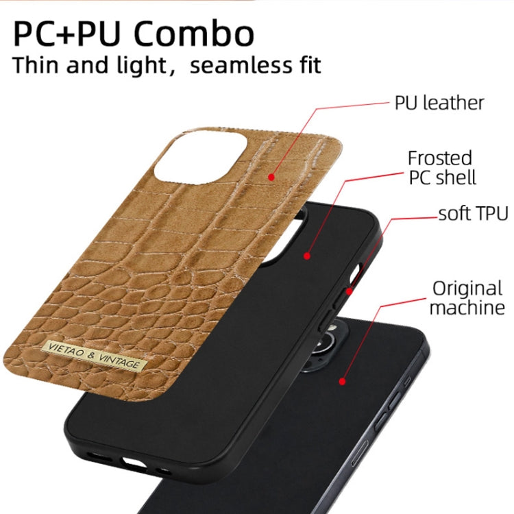For iPhone 16 Pro Max VIETAO Alligator Texture PU Phone Case(Black)