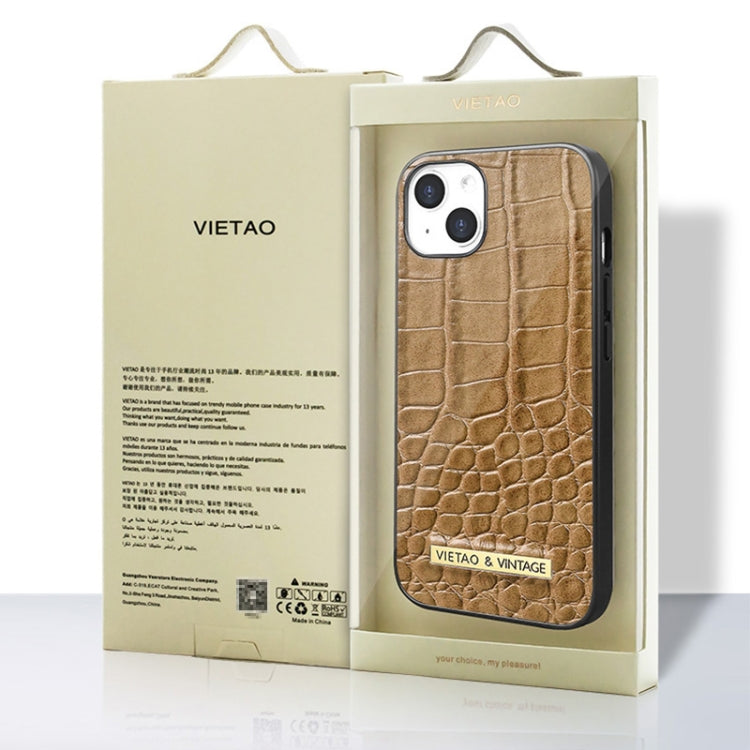 For iPhone 16 VIETAO Alligator Texture PU Phone Case(Brown)