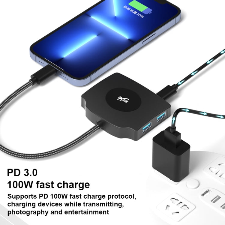 YCE-Z70A Type-C to PD 3.0, USB 3.0x2 + SD/TF, 3.5mm and HD1.4 Docking Station Video Capture Card(Black)