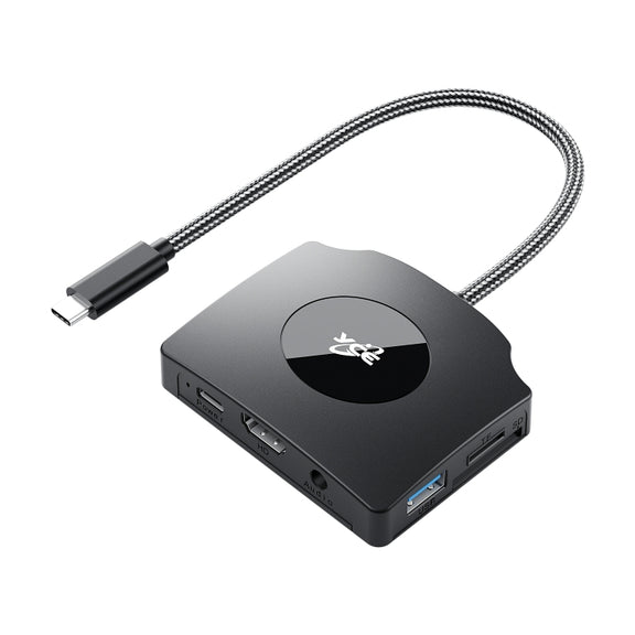 YCE-Z70A Type-C to PD 3.0, USB 3.0x2 + SD/TF, 3.5mm and HD1.4 Docking Station Video Capture Card(Black)