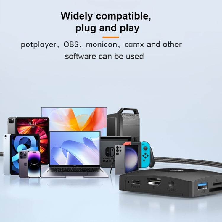 YCE-Z70A Type-C to PD 3.0, USB 3.0x2 + SD/TF, 3.5mm and HD1.4 Docking Station Video Capture Card(Black) - Video Capture Solutions by PMC TechLife | Online Shopping South Africa | PMC TechLife | Buy Now Pay Later Mobicred