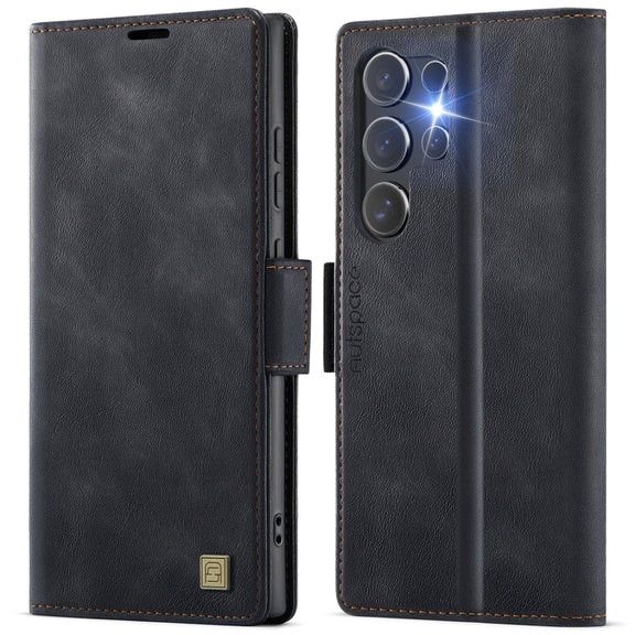 For Samsung Galaxy S25 Ultra 5G AutSpace A11 Side Buckle MagSafe Magnetic RFID Phone Leather Case(Black)