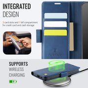 For Samsung Galaxy S25 5G AutSpace A11 Side Buckle MagSafe Magnetic RFID Phone Leather Case(Blue)