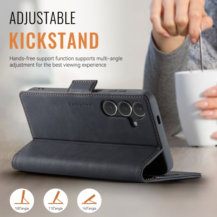 For Samsung Galaxy S25+ 5G AutSpace A11 Side Buckle MagSafe Magnetic RFID Phone Leather Case(Black) - free shipping - PMC Jewellery - Order now!