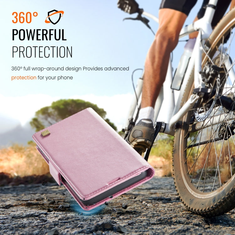 For Samsung Galaxy S25+ 5G AutSpace A11 Side Buckle MagSafe Magnetic RFID Phone Leather Case(Rose Gold)