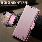 For Samsung Galaxy S25+ 5G AutSpace A11 Side Buckle MagSafe Magnetic RFID Phone Leather Case(Rose Gold)