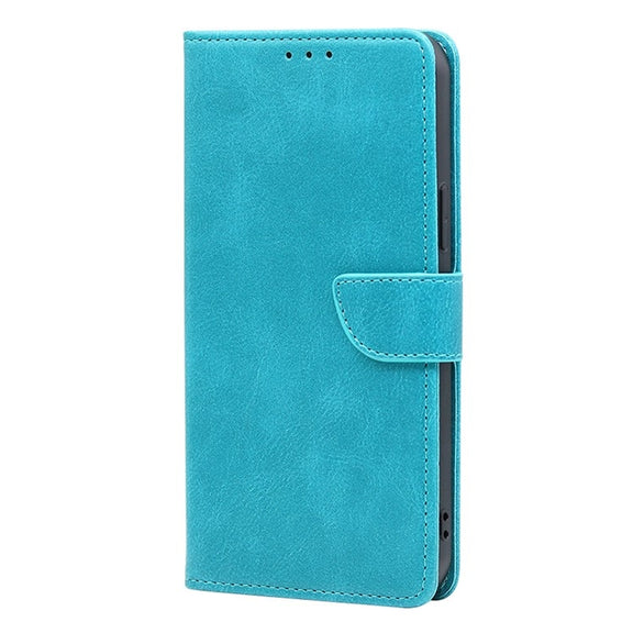 For Samsung Galaxy S25+ 5G Calf Texture Buckle Flip Leather Phone Case(Light Blue)