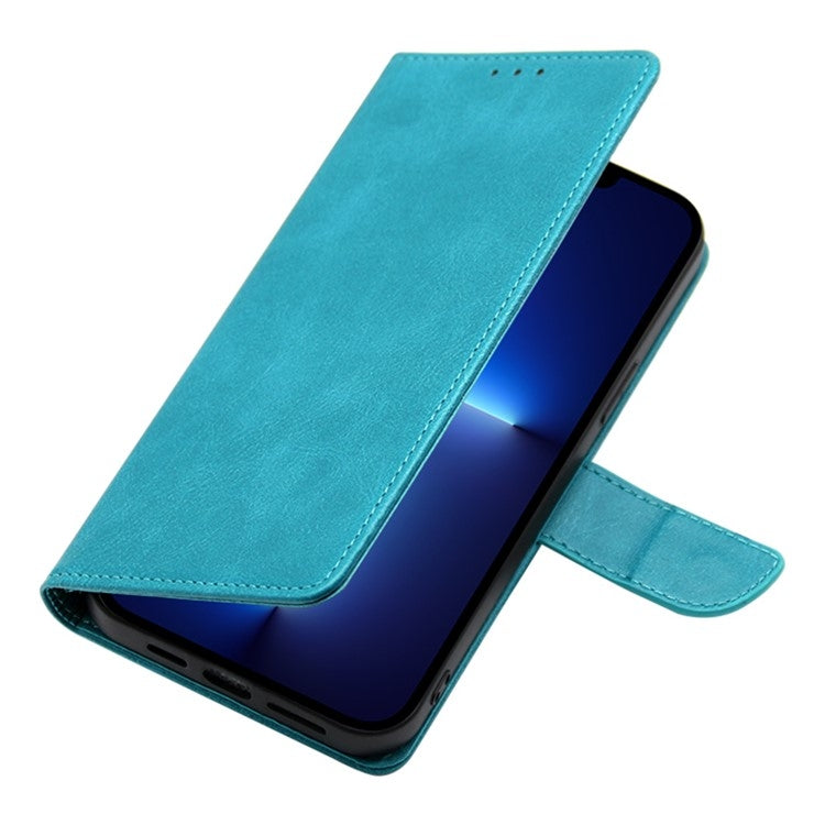 For Samsung Galaxy S25+ 5G Calf Texture Buckle Flip Leather Phone Case(Light Blue)