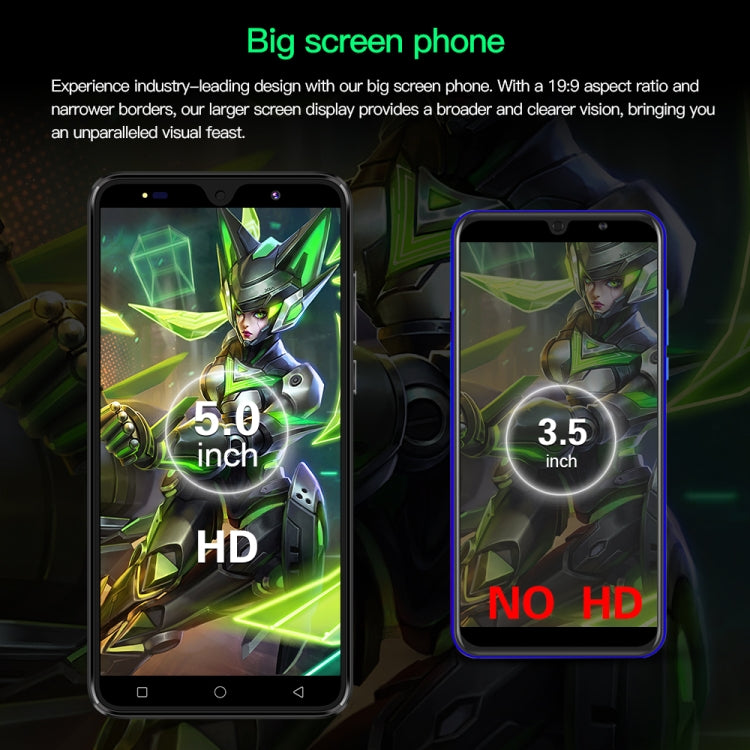Povo6 Neo / DP29, 1GB+16GB, Face Identification, 5.0 inch Android 8.1 MTK6580M Quad Core, Network: 3G, Dual SIM, Plug:EU Plug(Green)