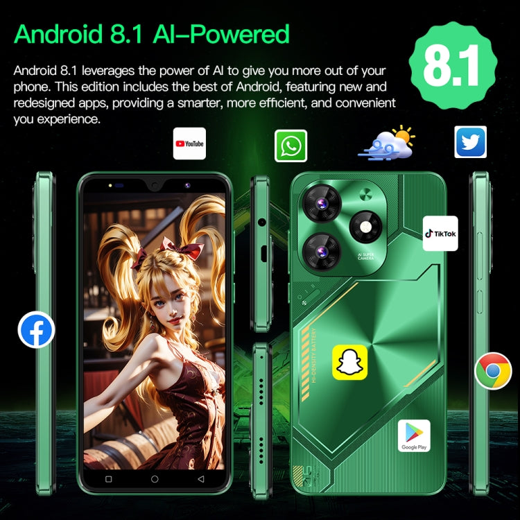 Povo6 Neo / DP29, 1GB+16GB, Face Identification, 5.0 inch Android 8.1 MTK6580M Quad Core, Network: 3G, Dual SIM, Plug:US Plug(Black)