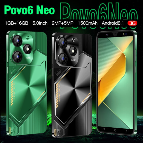 Povo6 Neo / DP29, 1GB+16GB, Face Identification, 5.0 inch Android 8.1 MTK6580M Quad Core, Network: 3G, Dual SIM, Plug:EU Plug(Green)