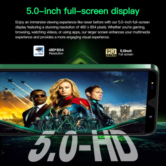 Povo6 Neo / DP29, 1GB+16GB, Face Identification, 5.0 inch Android 8.1 MTK6580M Quad Core, Network: 3G, Dual SIM, Plug:EU Plug(Green)