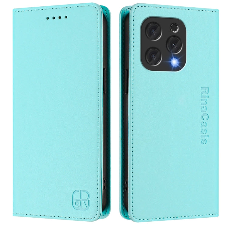 For DOOGEE N55 Plus RC01 Dual-Folded Magnetic Suction RFID Leather Phone Case(Mint Green) - Doogee Cases by PMC TechLife | Online Shopping South Africa | PMC TechLife | Buy Now Pay Later Mobicred