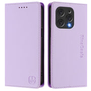 For DOOGEE N55 Plus RC01 Dual-Folded Magnetic Suction RFID Leather Phone Case(Light Purple)