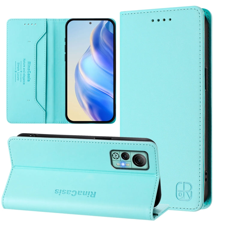 For Ulefone Note 14 RC01 Dual-Folded Magnetic Suction RFID Leather Phone Case(Mint Green) - Ulefone Cases by PMC TechLife | Online Shopping South Africa | PMC TechLife | Buy Now Pay Later Mobicred