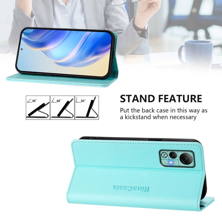For Ulefone Note 14 RC01 Dual-Folded Magnetic Suction RFID Leather Phone Case(Mint Green) - Ulefone Cases by PMC TechLife | Online Shopping South Africa | PMC TechLife | Buy Now Pay Later Mobicred