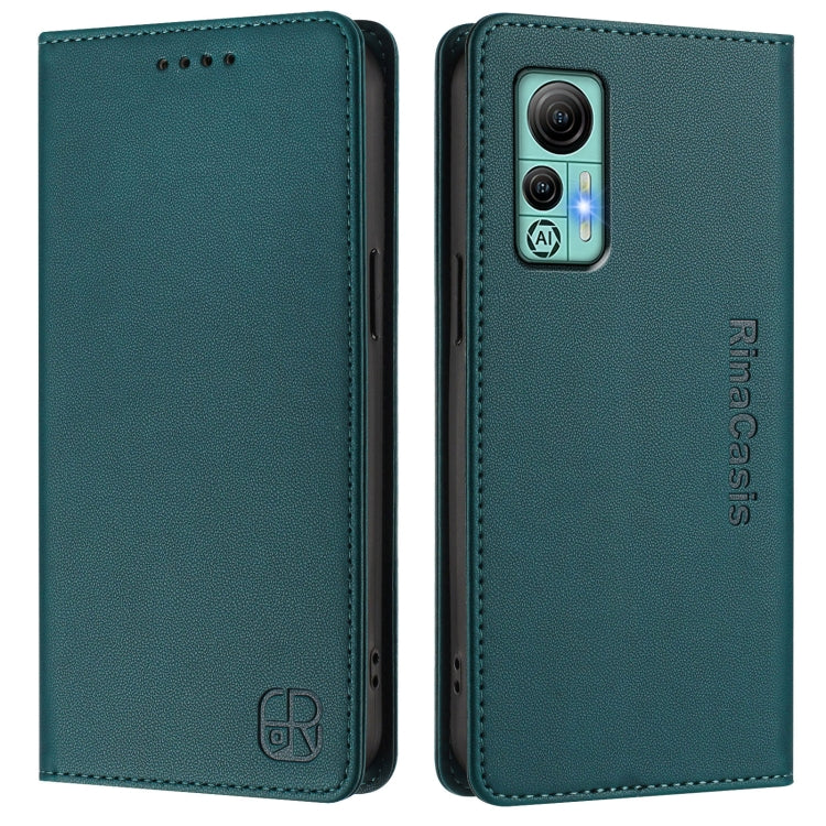 For Ulefone Note 14 RC01 Dual-Folded Magnetic Suction RFID Leather Phone Case(Dark Green) - Ulefone Cases by PMC TechLife | Online Shopping South Africa | PMC TechLife | Buy Now Pay Later Mobicred