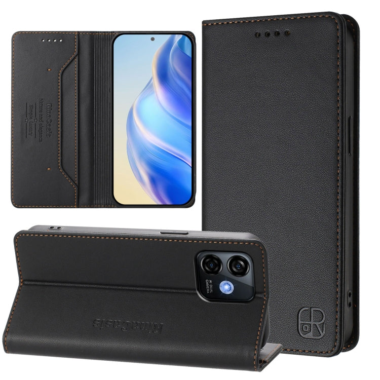 For Ulefone Note 16 Pro RC01 Dual-Folded Magnetic Suction RFID Leather Phone Case(Black) - Ulefone Cases by PMC TechLife | Online Shopping South Africa | PMC TechLife | Buy Now Pay Later Mobicred