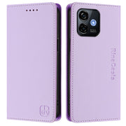 For Ulefone Note 16 Pro RC01 Dual-Folded Magnetic Suction RFID Leather Phone Case(Light Purple)