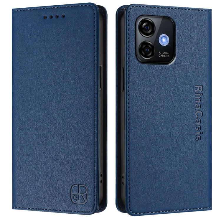 For Ulefone Note 16 Pro RC01 Dual-Folded Magnetic Suction RFID Leather Phone Case(Dark Blue) - Ulefone Cases by PMC TechLife | Online Shopping South Africa | PMC TechLife | Buy Now Pay Later Mobicred