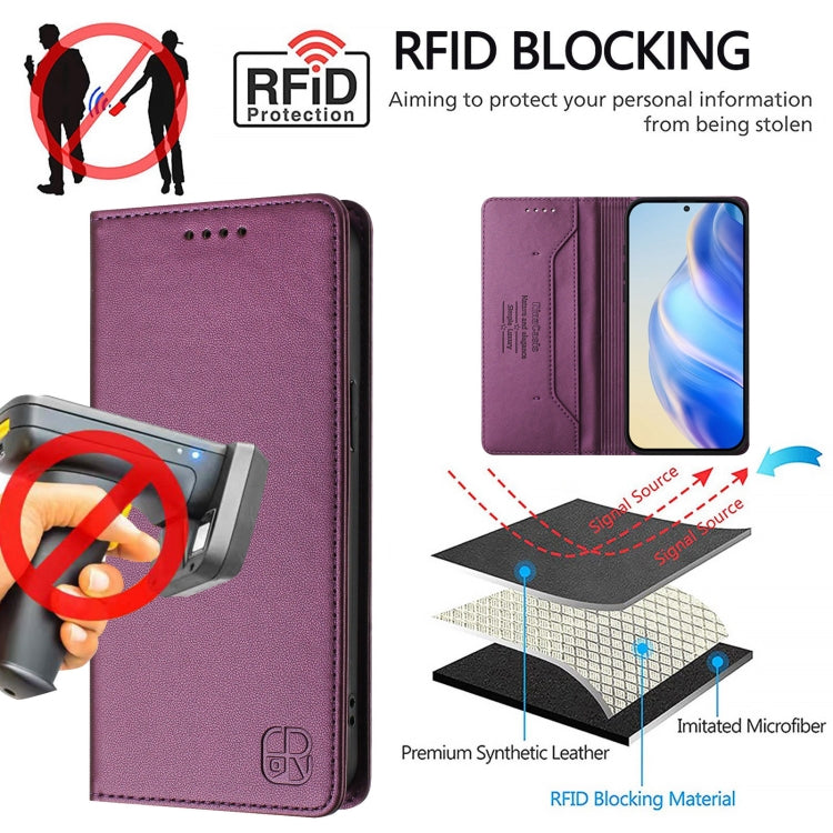For Ulefone Note 17 Pro RC01 Dual-Folded Magnetic Suction RFID Leather Phone Case(Violet) - free shipping - PMC TechLife - Order now!