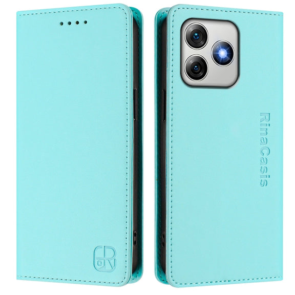 For Ulefone Note 18 Ultra 5G RC01 Dual-Folded Magnetic Suction RFID Leather Phone Case(Mint Green)