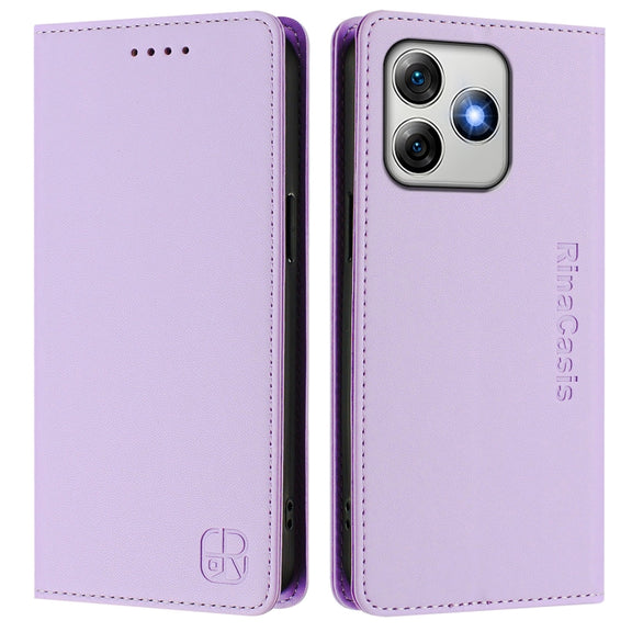 For Ulefone Note 18 Ultra 5G RC01 Dual-Folded Magnetic Suction RFID Leather Phone Case(Light Purple)