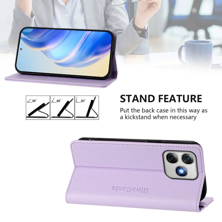 For Ulefone Note 18 Ultra 5G RC01 Dual-Folded Magnetic Suction RFID Leather Phone Case(Light Purple)