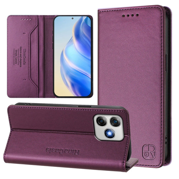 For Ulefone Note 18 Ultra 5G RC01 Dual-Folded Magnetic Suction RFID Leather Phone Case(Violet)