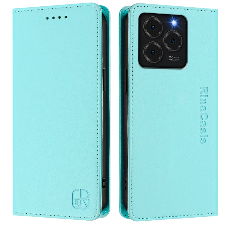 For Ulefone Note 20 Pro RC01 Dual-Folded Magnetic Suction RFID Leather Phone Case(Mint Green) - Ulefone Cases by PMC TechLife | Online Shopping South Africa | PMC TechLife | Buy Now Pay Later Mobicred