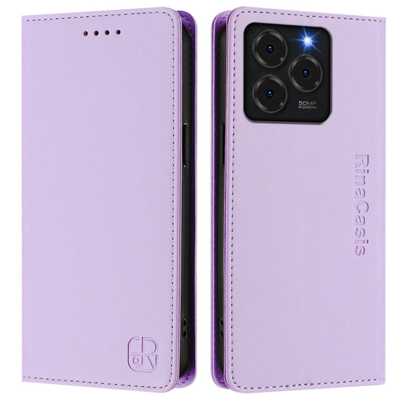 For Ulefone Note 20 Pro RC01 Dual-Folded Magnetic Suction RFID Leather Phone Case(Light Purple)