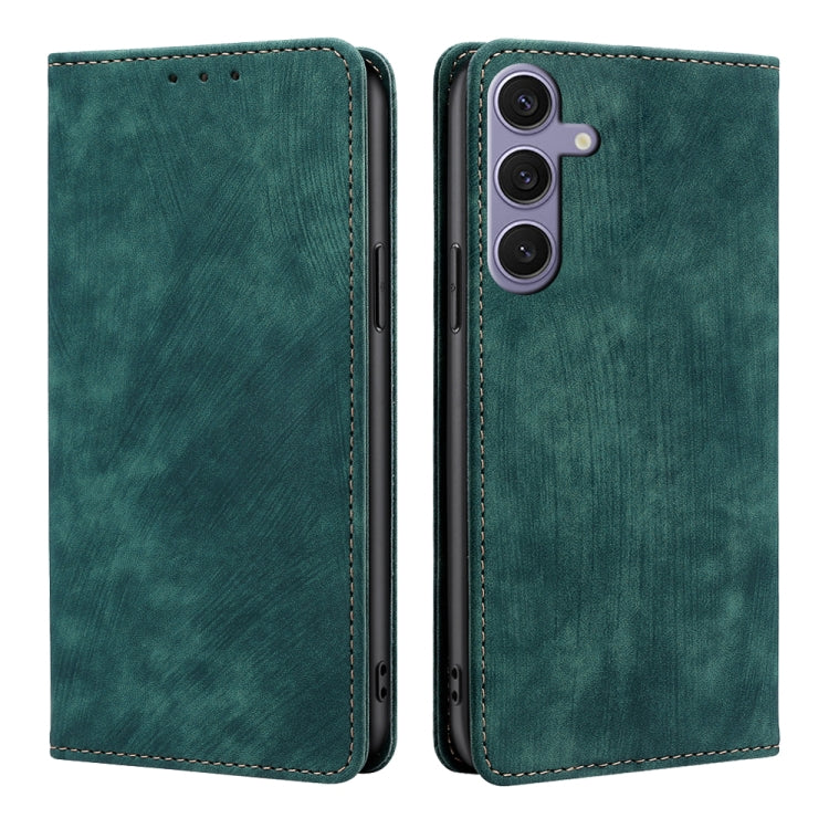 For Samsung Galaxy S25+ 5G RFID Anti-theft Brush Magnetic Leather Phone Case(Green) - Galaxy S25+ 5G Cases by PMC TechLife | Online Shopping South Africa | PMC TechLife | Buy Now Pay Later Mobicred