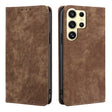 For Samsung Galaxy S25 Ultra 5G RFID Anti-theft Brush Magnetic Leather Phone Case(Brown) - Galaxy S25 Ultra 5G Cases by PMC TechLife | Online Shopping South Africa | PMC TechLife | Buy Now Pay Later Mobicred