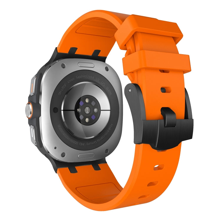 For Samsung Galaxy Watch Ultra 47mm AP Series Liquid Silicone Watch Band(Black Orange)